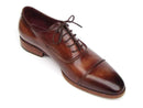 Paul Parkman (FREE Shipping) Men's Captoe Oxfords Brown Hand Painted Shoes (ID