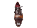 Paul Parkman (FREE Shipping) Men's Captoe Oxfords Brown Hand Painted Shoes (ID