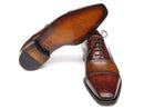 Paul Parkman (FREE Shipping) Men's Captoe Oxfords - Camel / Red Hand-Painted Leather Upper and Leather Sole (ID