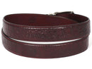 Paul Parkman (FREE Shipping) Men's Croc Embossed Calfskin Belt Dark Bordeaux (ID