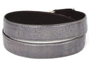 Paul Parkman (FREE Shipping) Men's Crocodile Embossed Calfskin Leather Belt Hand-Painted Gray (ID