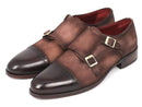 Paul Parkman (FREE Shipping) Men's Double Monkstrap Captoe Dress Shoes - Brown / Beige Suede Upper and Leather Sole (ID