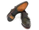 Paul Parkman (FREE Shipping) Men's Double Monkstrap Goodyear Welted Shoes Green (ID