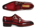 Paul Parkman (FREE Shipping) Men's Double Monkstrap Shoes Black & Bordeaux (ID