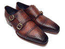 Paul Parkman (FREE Shipping) Men's Double Monkstraps Brown Leather Upper & Leather Sole (ID