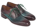 Paul Parkman (FREE Shipping) Men's Green & Bordeaux Plain Toe Oxfords (ID