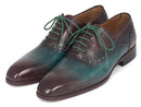 Paul Parkman (FREE Shipping) Men's Green & Bordeaux Plain Toe Oxfords (ID