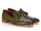 Paul Parkman (FREE Shipping) Men's Green Crocodile Embossed Calfskin Tassel Loafers (ID