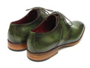 Paul Parkman (FREE Shipping) Men's Green Hand-Painted Derby Shoes Leather Upper and Leather Sole (ID