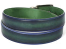 Paul Parkman (FREE Shipping) Men's Leather Belt Dual Tone Blue & Green (ID