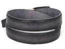 Paul Parkman (FREE Shipping) Men's Leather Belt Dual Tone Hand-Painted Gray & Black (ID