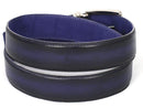 Paul Parkman (FREE Shipping) Men's Leather Belt Dual Tone Navy & Blue (ID