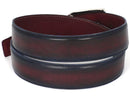 Paul Parkman (FREE Shipping) Men's Leather Belt Dual Tone Navy & Bordeaux (ID