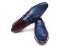 Paul Parkman (FREE Shipping) Men's Loafers Shoes Navy Leather Upper and Leather Sole (ID