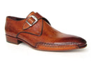 Paul Parkman (FREE Shipping) Men's Monkstrap Shoes Side Handsewn Twisted Leather Sole Tobacco (ID