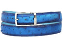 Paul Parkman (FREE Shipping) Men's Ocean Blue Genuine Ostrich Belt (ID