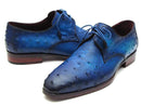 Paul Parkman (FREE Shipping) Men's Ocean Color Genuine Ostrich Derby Shoes (ID