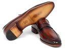 Paul Parkman (FREE Shipping) Men's Penny Loafers Bordeaux and Brown Calfskin (ID