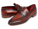 Paul Parkman (FREE Shipping) Men's Penny Loafers Bordeaux and Brown Calfskin (ID