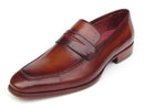 Paul Parkman (FREE Shipping) Men's Penny Loafers Tobacco & Bordeaux Hand-Painted Shoes (ID