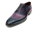 Paul Parkman (FREE Shipping) Men's Purple & Navy Medallion Toe Oxfords (ID