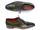 Paul Parkman (FREE Shipping) Men's Side Handsewn Captoe Oxfords Green (ID