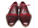 Paul Parkman (FREE Shipping) Men's Side Handsewn Captoe Oxfords - Red / Bordeaux Leather Upper and Leather Sole (ID