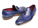 Paul Parkman (FREE Shipping) Men's Side Handsewn Tassel Loafers Blue & Purple (ID