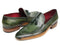 Paul Parkman (FREE Shipping) Men's Side Handsewn Tassel Loafers Green Shoes (ID