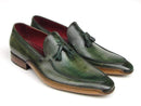 Paul Parkman (FREE Shipping) Men's Side Handsewn Tassel Loafers Green Shoes (ID