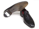 Paul Parkman (FREE Shipping) Men's Tassel Loafers Black Woven Leather (ID