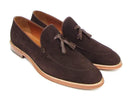 Paul Parkman (FREE Shipping) Men's Tassel Loafers Brown Suede Shoes (ID