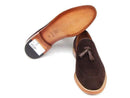 Paul Parkman (FREE Shipping) Men's Tassel Loafers Brown Suede Shoes (ID