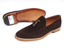 Paul Parkman (FREE Shipping) Men's Tassel Loafers Brown Suede Shoes (ID