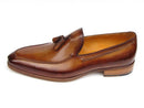 Paul Parkman (FREE Shipping) Men's Tassel Loafers Camel & Brown Hand-Painted (ID