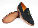 Paul Parkman (FREE Shipping) Men's Tassel Loafers Green Suede Shoes (ID