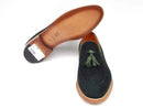 Paul Parkman (FREE Shipping) Men's Tassel Loafers Green Suede Shoes (ID