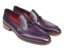 Paul Parkman (FREE Shipping) Men's Tassel Loafers Purple Hand Painted Leather (ID