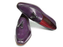 Paul Parkman (FREE Shipping) Men's Tassel Loafers Purple Hand Painted Leather (ID