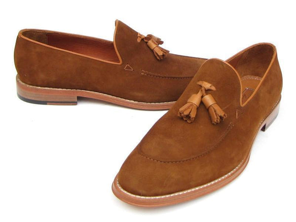Paul Parkman (FREE Shipping) Men's Tassel Loafers Tobacco Suede Shoes (ID#087-TAB) PAUL PARKMAN
