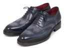 Paul Parkman (FREE Shipping) Men's Triple Leather Sole Wingtip Brogues Blue (ID