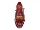 Paul Parkman (FREE Shipping) Men's Triple Leather Sole Wingtip Brogues Bordeaux & Camel (ID