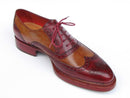 Paul Parkman (FREE Shipping) Men's Triple Leather Sole Wingtip Brogues Bordeaux & Camel (ID