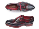 Paul Parkman (FREE Shipping) Men's Triple Leather Sole Wingtip Brogues Navy & Red (ID