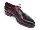 Paul Parkman (FREE Shipping) Men's Triple Leather Sole Wingtip Brogues Navy & Red (ID