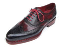 Paul Parkman (FREE Shipping) Men's Triple Leather Sole Wingtip Brogues Navy & Red (ID