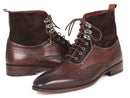 Paul Parkman (FREE Shipping) Men's Wingtip Boots Brown Suede & Calfskin (ID