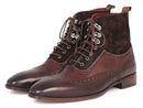Paul Parkman (FREE Shipping) Men's Wingtip Boots Brown Suede & Calfskin (ID