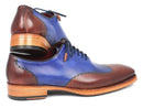 Paul Parkman (FREE Shipping) Men's Wingtip Oxford Goodyear Welted Blue & Brown (ID