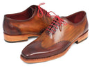 Paul Parkman (FREE Shipping) Men's Wingtip Oxford Goodyear Welted Brown & Camel (ID